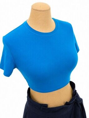 Bright Blue Stretch Crop Top Tee